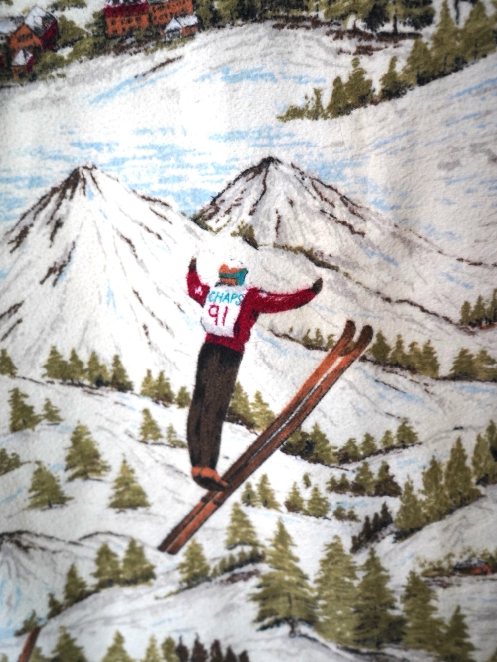 Chaps Ralph Lauren Vintage Ski Scene Flannel Shirt Size Large - Picture 5 of 10